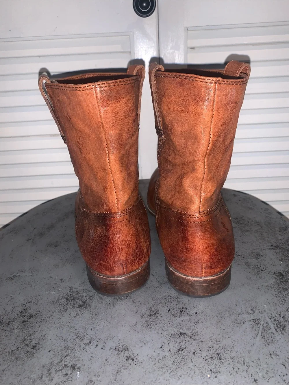 FRYE Anna Shortie Cognac Leather Ankle Boots Size 8.5